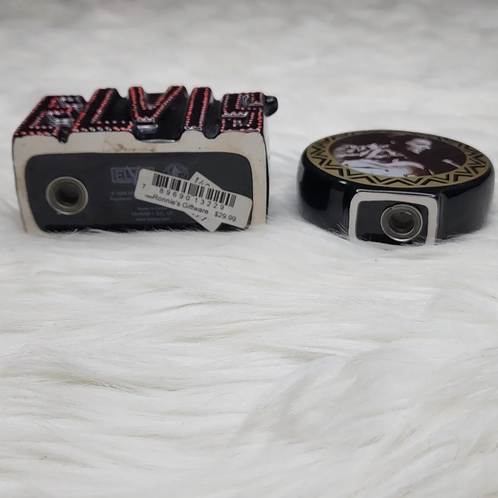 Elvis Presley Ceramic Black, Red & Gold Salt & Pepper Shaker Set